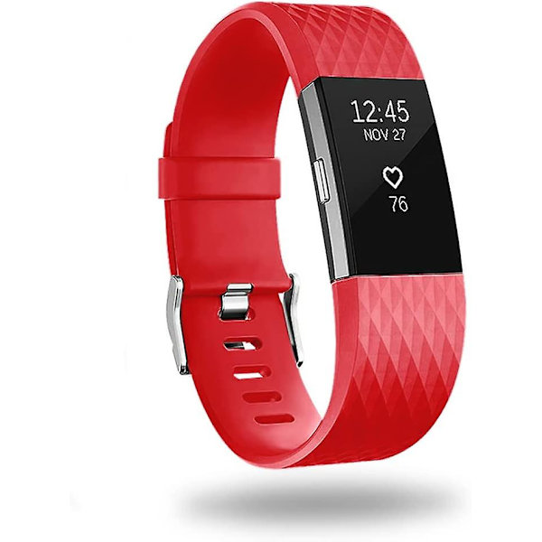 Udskiftningsbånd, der er kompatible med Fitbit Charge 2, Classic & Special Edition justerbare sportsarmbånd red Large