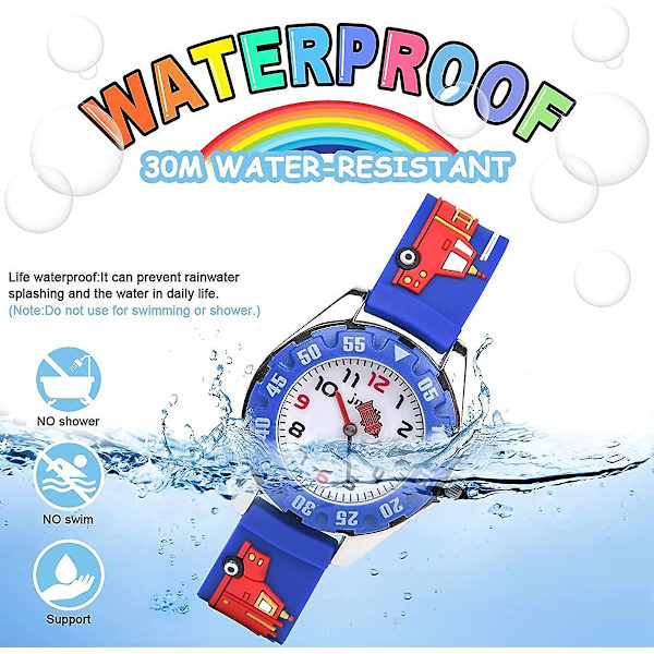 Lasten watch, lasten vedenpitävä watch Quartz Movement, 3D-sarjakuvasuunnittelu, digitaalinen watch 3-vuotiaille - 11-vuotiaille tytöille