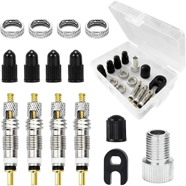 Ventilkerne Sæt (15 stk) - Slangefri Cykelventil Adapter Kit