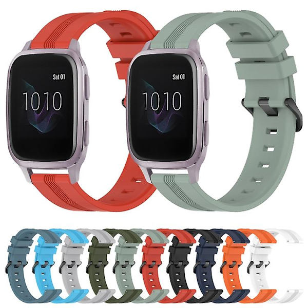 Til Garmin Venu Sq 20 mm konkav stribet Slicone urbånd White