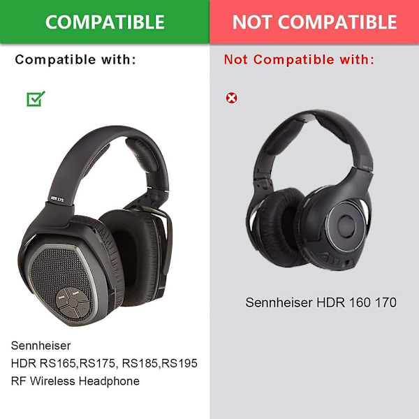 165 175 185 195 Rs. Proteinopgraderingskvalitets ørepuder Ørepudeskum erstatning Hdr165 Hdr175 ørepude kompatibel med Sennheiser Hdr Rs165,rs175, Rs185