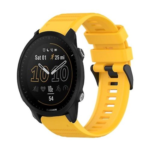 Til Garmin Forerunner 955 22 mm horisontal tekstur silikone urrem med afmonteringsværktøj Yellow