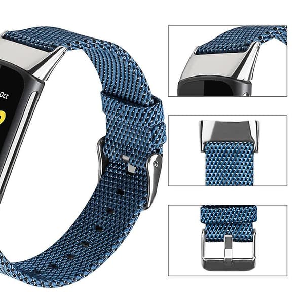 Til Fitbit Charge 5 Nylon Canvas urrem Blue