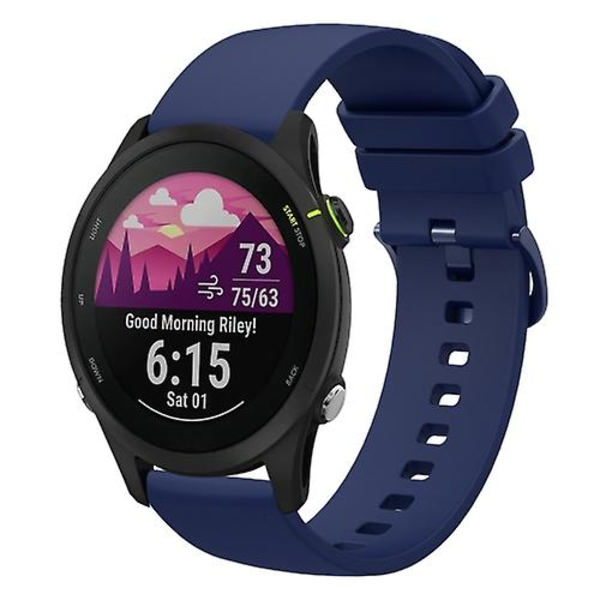 Til Garmin Forerunner 255s 18mm ensfarvet blød silikone urrem Navy Blue