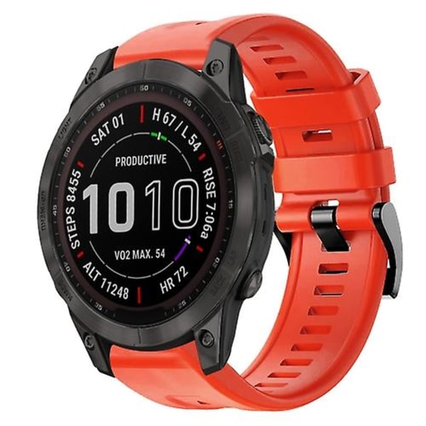 For Garmin Fenix ​​7 metallspenne ensfarget silikonklokkerem Red