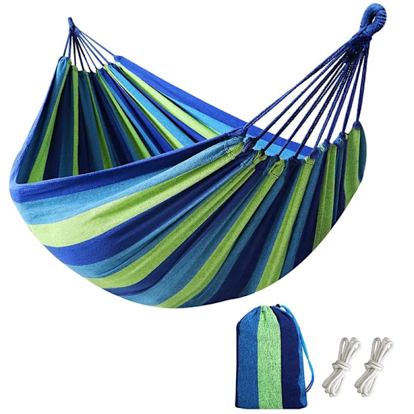 Udendørs Camping Hængekøje Bærbar Bomuldshængekøje Til Have Baghave (Blå/200X150Cm)