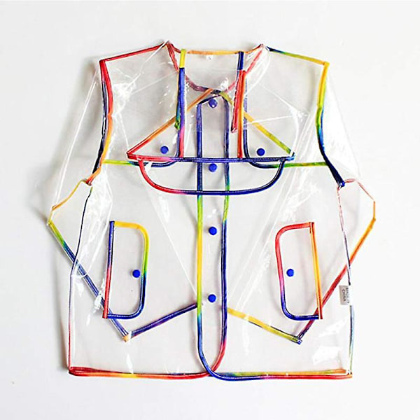 Transparent Rainbow Colorful Edge Regnkappa för barn väderbeständig poncho m
