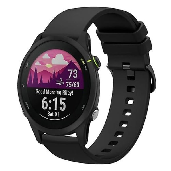 Til Garmin Forerunner 255s 18mm ensfarvet blød silikone urrem Black