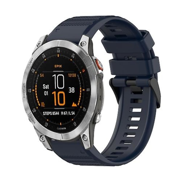 Til Garmin Epix Gen 2 22 mm horisontal tekstur silikone urrem med værktøj til fjernelse Navy Blue