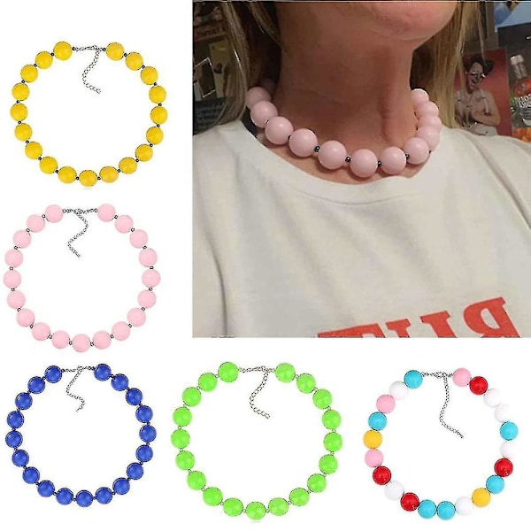 Akryl Halsband med Stora Pärlor Bubble Gum Halsband Blue