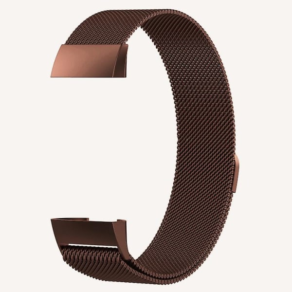 Ruostumattomasta teräksestä valmistettu watch ranneke Fitbit Chargelle 4pieni koko: 190x18mm Coffee