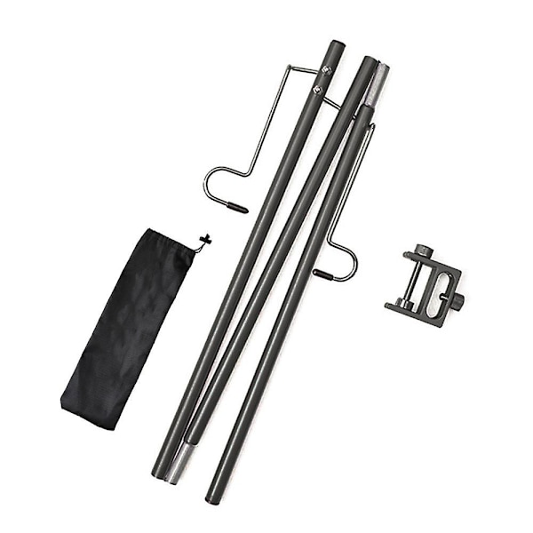 Utomhus camping picknick bärbar ljusstolpe lampstol rese aluminiumlegering hopfällbar campingtält lykta ljusstolpe Black