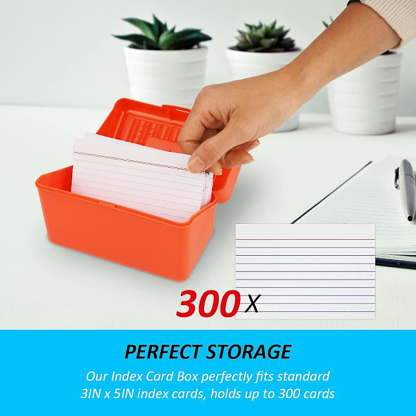 Kortholder 3x5, Indeks Card Box Organizer Case, 3x5 Flash Note Card Holder, 300 Card Capacity Box, 3 pakker (rød/grøn/gul)