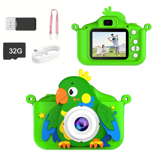 Børnekamera 48MP Dual Camera Mini digitalkamera 32G til 3-12 årige grøn