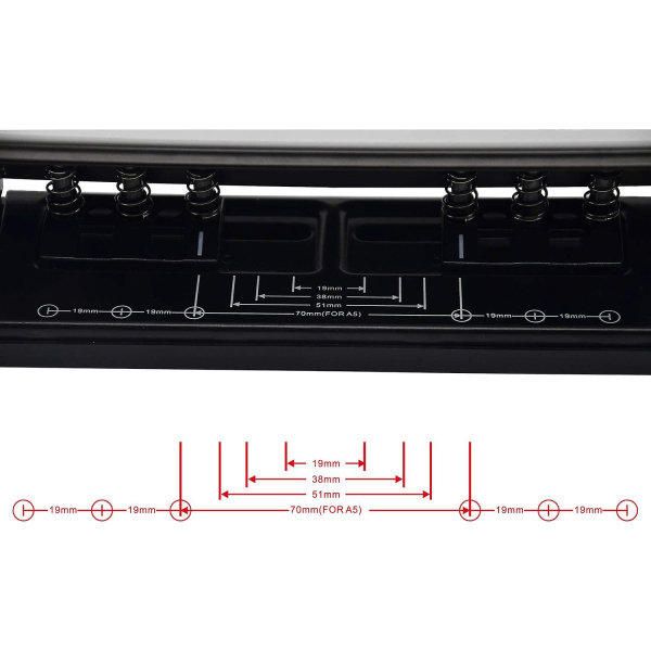 Justerbar 6-hullers hulning med positioneringsmærke, daglig papirhuller til A5-størrelse Seks ringbindsplanlæggere - genopfyldningssider