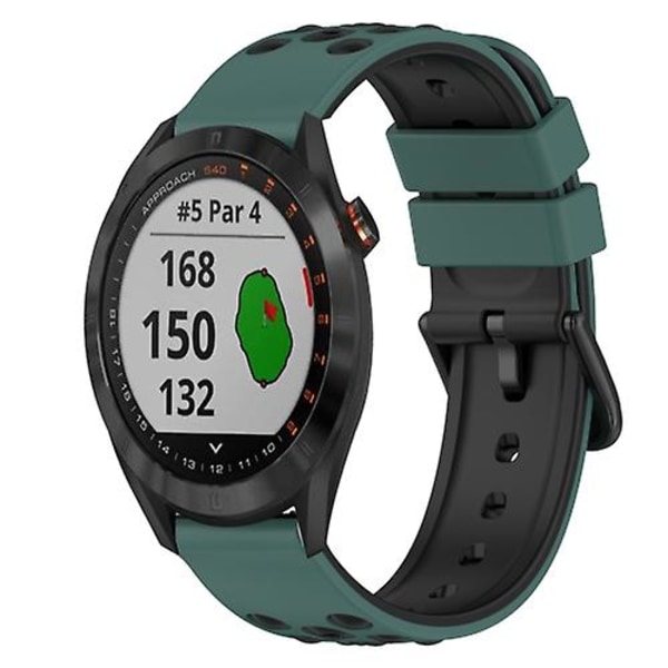 For Garmin Approach S40 20 mm tofarget silikonklokkerem Olive Green - Black