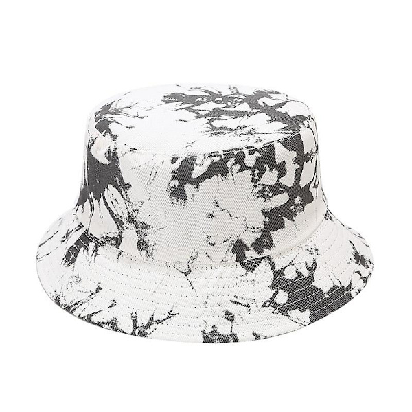 Vuxen Bucket Hat Fisherman Hat Vändbar Fiskehatt Färgglada Graffiti Kepsar Hip Hop Creative Tie Dye hatt Grey