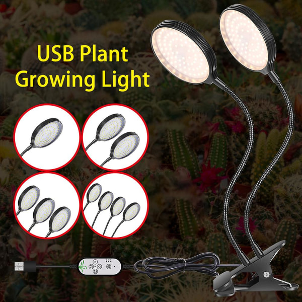 USB Plant Grow Light 312 Leds Sunlight Täysspektri säädettävä pöytäpuristin kasvatuslamppu sisäkasveille 5 himmennettävää tasoa 4/8/12h ajastin 1 head