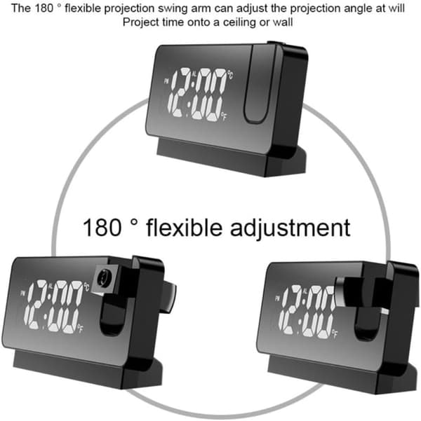 Vækkeur LED Ur Projektionsvækkeur Sort
