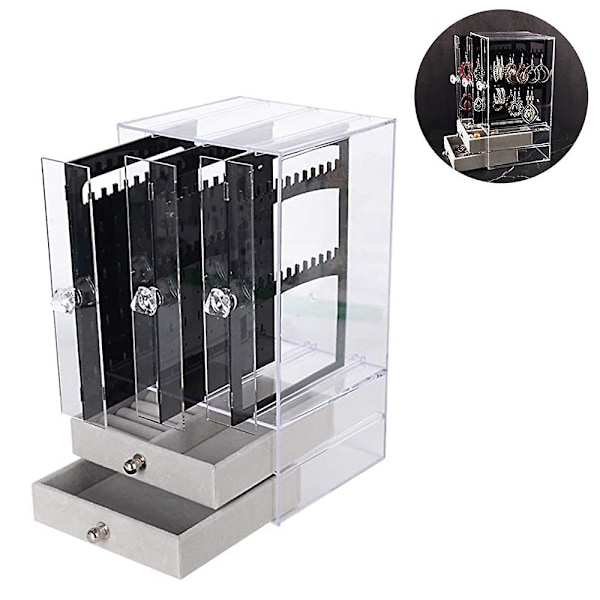 Smykkearrangørboks med 2 skuffer og 3 opbevaringsdisplayholdere Black
