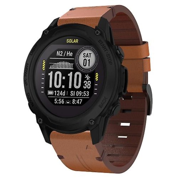 Til Garmin Descent G1 22mm Læder Stålspænde Urrem KJY Brown