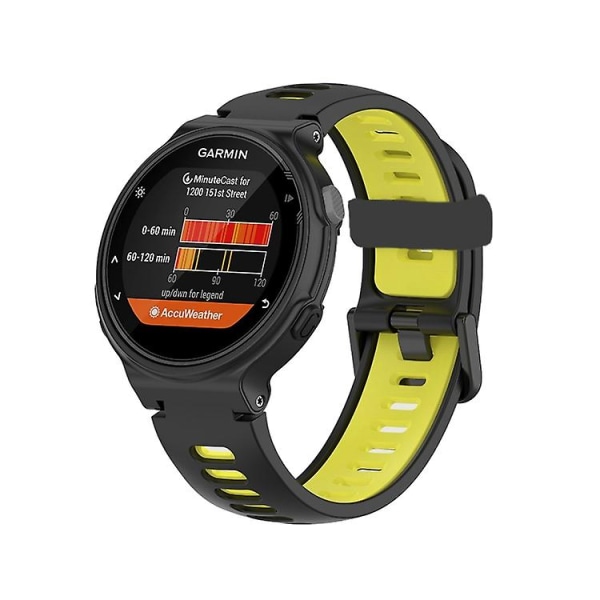 For Garmin Forerunner 735 / 235 Tofarget silikonklokkerem Black-Yellow