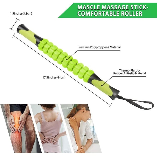 Muscle Roller Massage Stick, Deep Tissue Body Massage Stick Verktyg Green