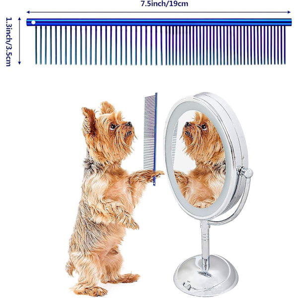 3 stk. kæledyrs stålkamme, kæledyr hund kat pleje kam multi-farve hundekam med rustfrit stål tænder til fjernelse af filt og knuder til lang og kort