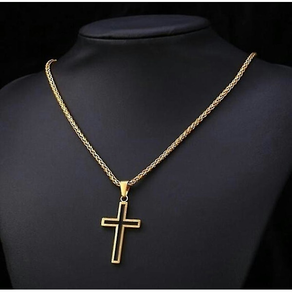 Yksinkertainen ristiriipus miehille, korkealaatuinen metalliristiriipus, amuletti, rento koru Gold