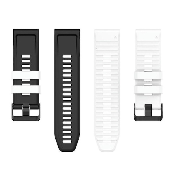För Garmin Fenix 7 22mm Tvåfärgad Silikonklocka STMZ White Black