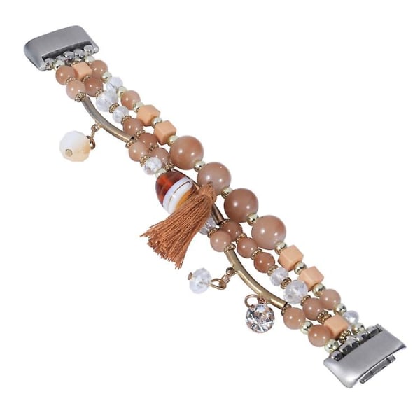 Til Fitbit Charge 5 Round Bead Chain Watch Band Coffee
