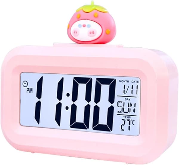 Väckarklocka Multifunktionell Mini Väckarklocka med Temperaturmätare Rosa