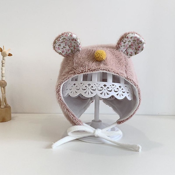 Sarjakuva Bear Baby Hat korvasuojaus Pom Pehmo Tyttö Boy Hat pink