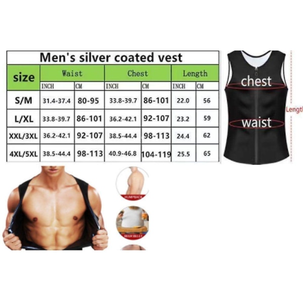 Män Bastu Sweat Dragkedja Väst för viktminskning Top Shapewear Slimming Shirt Workout Suit