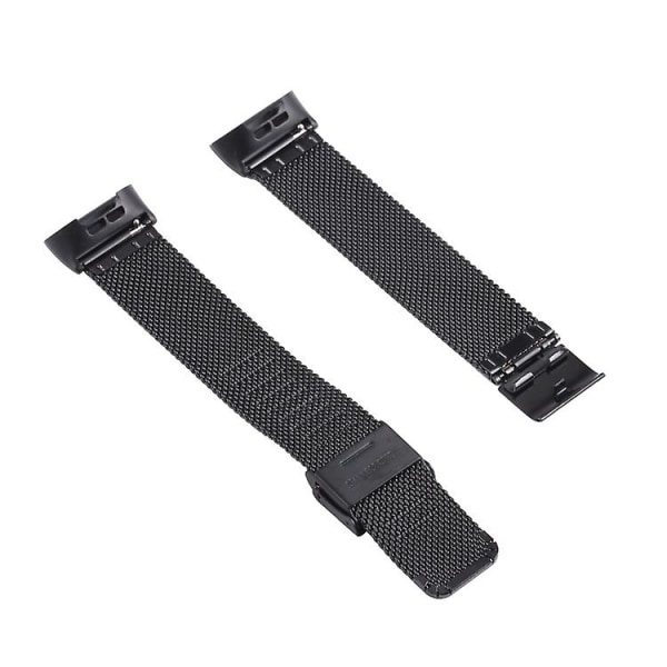 Til Fitbit Charge 4 Double Insurance Buckle Milanese Watch Band Black