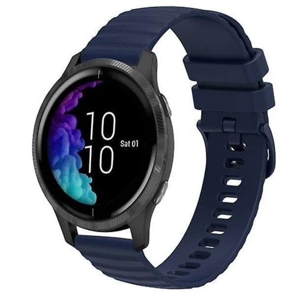 Til Garmin Venu 20 mm Wavy Dot Pattern Solid Color Silicone Watch Band Navy Blue
