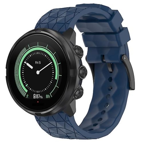 For Suunto 9 24 mm fotballmønster silikon ensfarget klokkerem Navy Blue