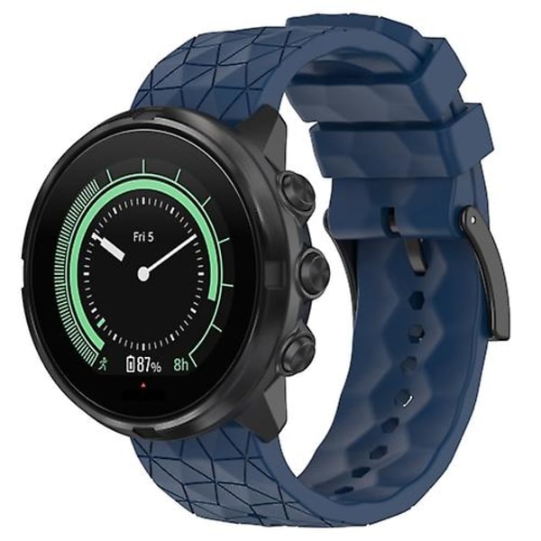 Til Suunto 9 24 mm fodboldmønster silikone ensfarvet urrem Navy Blue