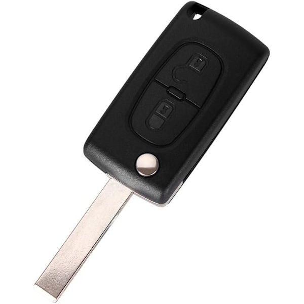 Fjärrkontrollnyckel för bilnyckelbyte för Peugeot 207 307 3008 5008 Nyckelbricka med 2 knappar Blad utan spår Modell utan battericell