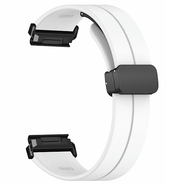 Til Garmin Fenix 7 / 6 / 5 22mm håndledsrem Fleksibelt silikoneur med magnetisk spænde White
