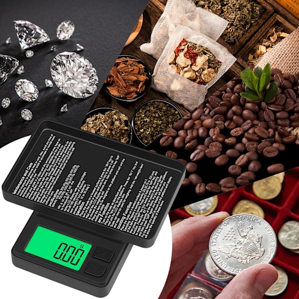 Digital lommeskala 500g x 0,01g Bærbar presisjonsgram skala Smykkeskala
