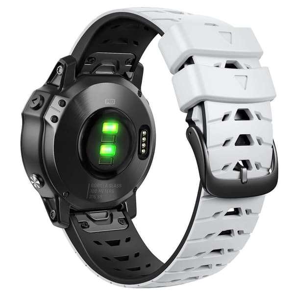 22mm Silikonihihna Garmin Fenix 7 -kellolle White Black