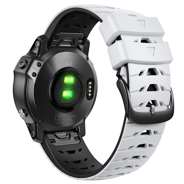 22mm silikonrem for Garmin Fenix 7 White Black