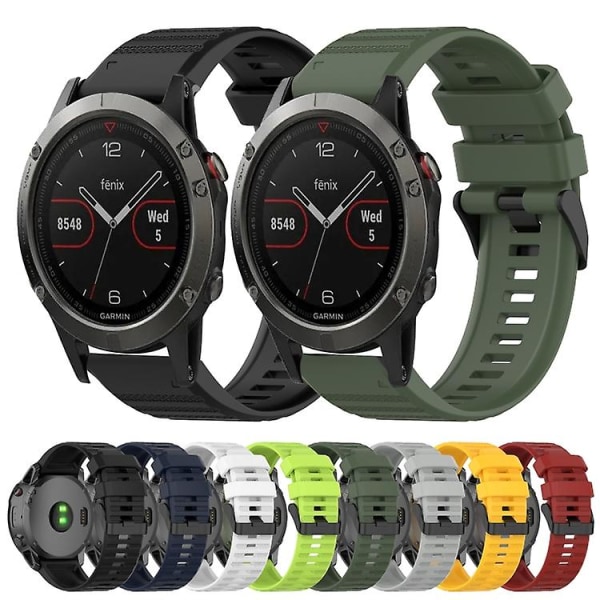 For Garmin Fenix ​​5 22mm horisontal tekstur silikonklokkerem med fjerningsverktøy Lime Green