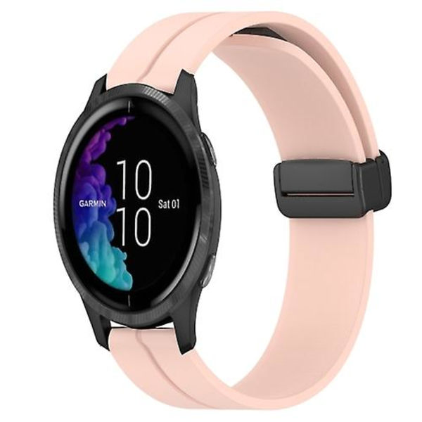 For Garmin Venu 20 mm ensfarget magnetisk lås silikonklokkerem Pink