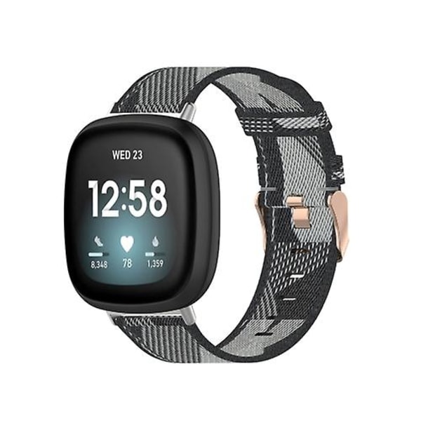For Fitbit Versa 3 Nylon Weave Canvas Watch Band Grey