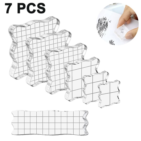 7 kpl set, akryylilohko ruudukkoviivoilla