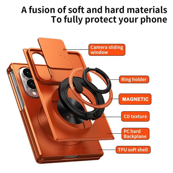 Etui til Samsung Galaxy Z Fold8, fallsikkert med ringholder Silver