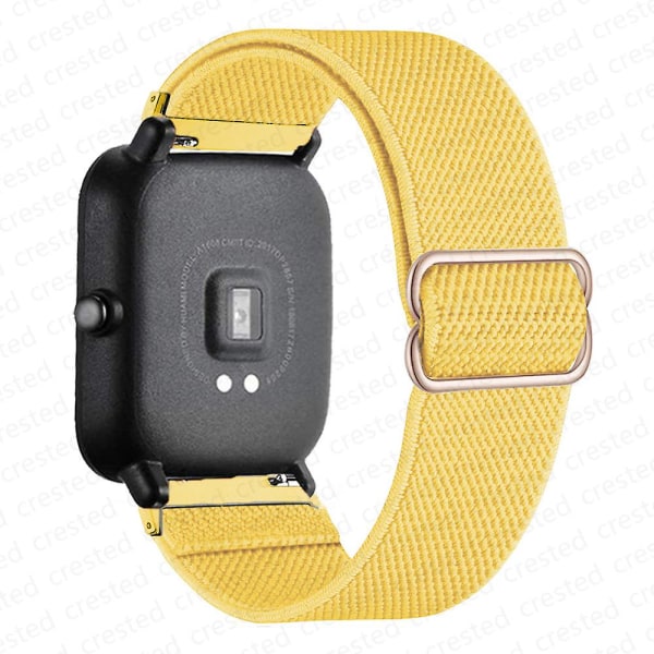 20 mm/22 mm bånd for Amazfit Gts 4//2/2e/3/gts2 Mini/gtr 4/3/pro/gtr2/47 mm/stratos Nylon elastisk klokkearmbånd Amazfit bipsrem Yellow 22mm