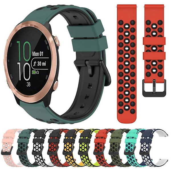 Til Garmin Forerunner 645 Music 20 mm tofarvet porøst silikone urbånd Black-White